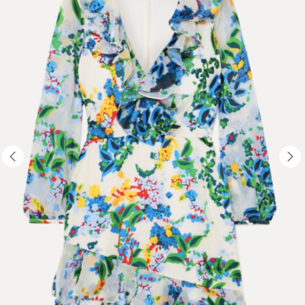 Saloni Floral Chiffon Mini Dress, Sz 4 (Bridal!)